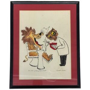 Dr Owl Fitting Lions Teeth Ralph Linder Cartoon Art Framed 15 x 12